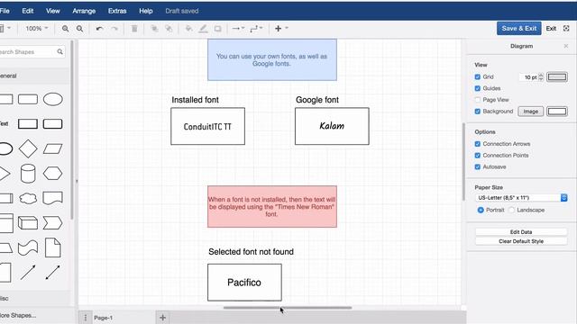 Use your own custom fonts in draw.io for Atlassian Confluence Server