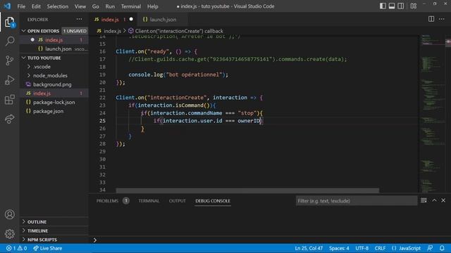 [FR] Créer un bot discord | #9 - Commande stop - Discord.js v13