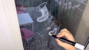 Рисунки на стекле белым маркером / Разрисовываем окна к Новому году