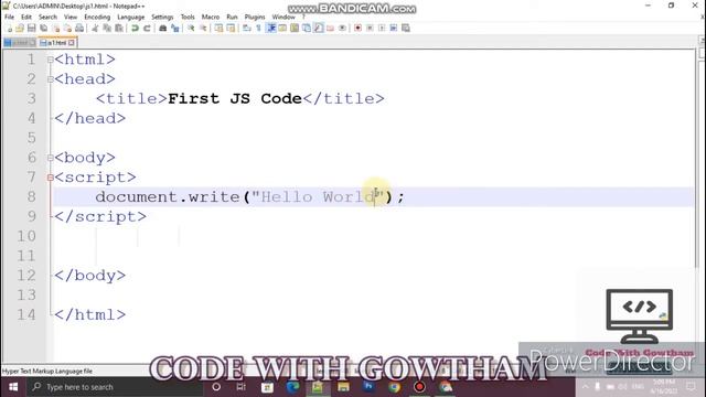 Javascript First program Tamil  for begginers .JS Hello world print program