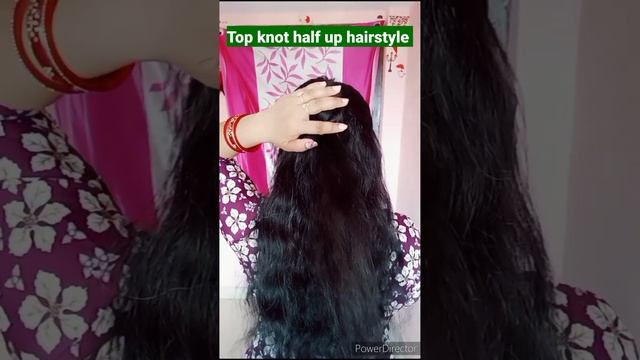 #shorts ?Top knot half up bun hairstyle #youtubeshorts #shortsvideo #topknotbun #viral