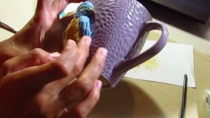 Синица-декор кружки полимерной глиной\ Bird decor mugs with polymer clay