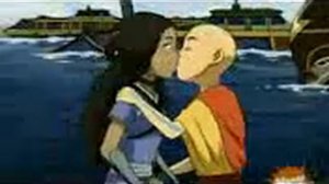 Катара и Аанг поцелуй