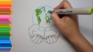 Как нарисовать Планету Земля ко дню земли, защиты детей, солнца , ко дню космонавтики и день эколог