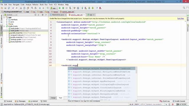 How to create floating hint text for EditText in Android