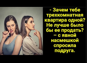 - Зачем тебе трехкомнатная квартира одной_ Не лучше было бы ее продать