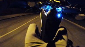Husqvarna 701 supermoto disturbing peace in night city