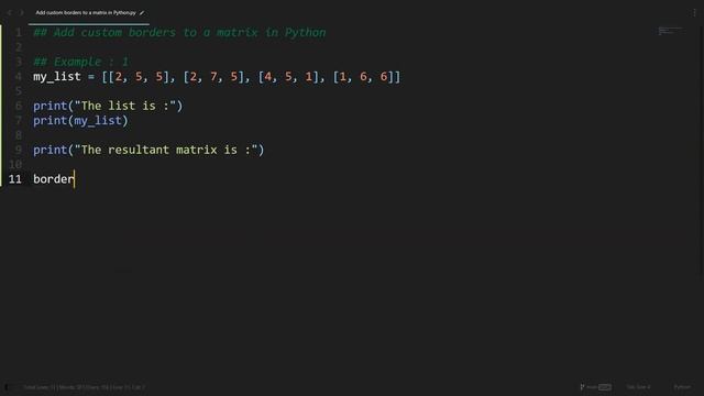 Add custom borders to a matrix in Python in Python | Python Examples | Python Coding Tutorial
