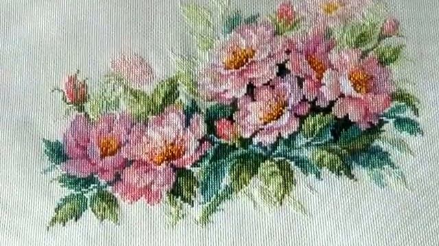 Готовая работа. Розовый шиповник от Чудесной иглы. Ошибка в схеме? Арт. 40-74 смотреть онлайн