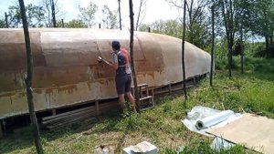Яхта своими руками! 49 серия. Третий слой стеклоткани!