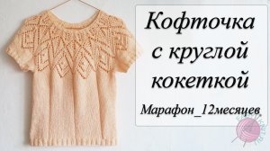 Кофточка с круглой кокеткой спицами/ Марафон 12 месяцев