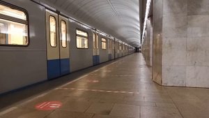Московский метрополитен станция Петровско-Разумовская серая ветка прибывает поезд