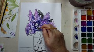 Как нарисовать сирень акварелью. Как рисовать акварелю.?Акварель, маркер, карандаш.