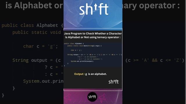 To Check Whether a Character is Alphabet or not using ternary operator in java