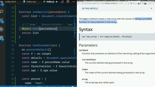 Day 2 - Afternoon, part 16: renderList, Object.keys, Array.map, etc. - XTBC 2017 Session 2
