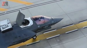 Самолет F 35 в HD видео, взлет, вертикальная посадка. F 35 in HD, landing, take off