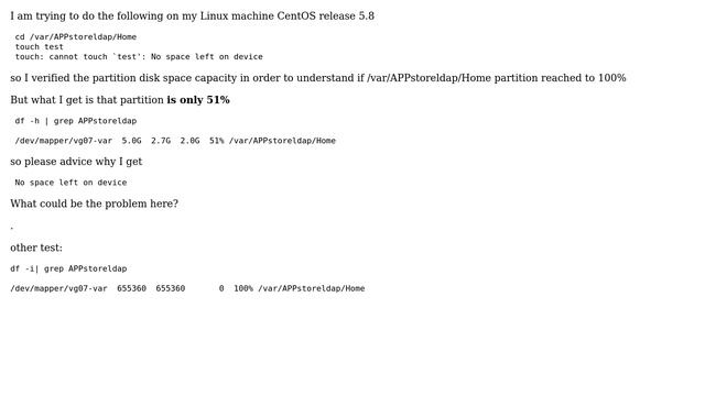 No space left on device in spite partition is not 100% смотреть онлайн