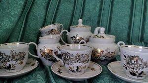 Сервиз Барановка.  70-года СССР.  Золотая хризантема