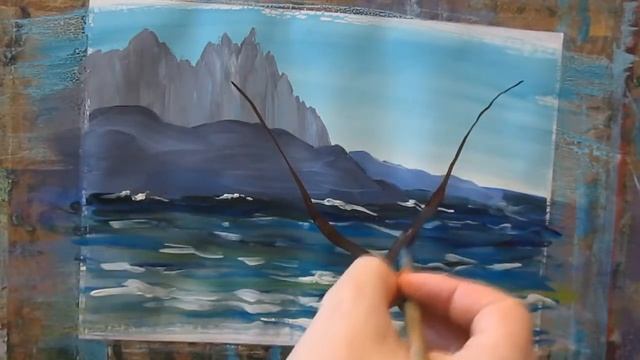 Как нарисовать сакуру на фоне скал гуашью!
