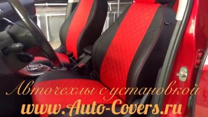 Чехлы на Пежо 308 из Экокожи Ромб, установка авточехлов в Москве.