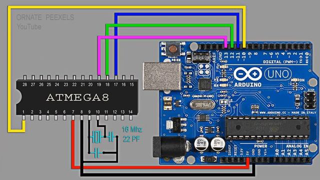 How to Program ATMEGA8 / 48 /88 / 168 / 328 P | Arduino As ISP | AVR Microcontroller Programming