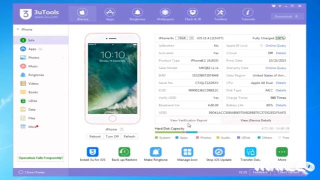 3utools iphone battery maybe change