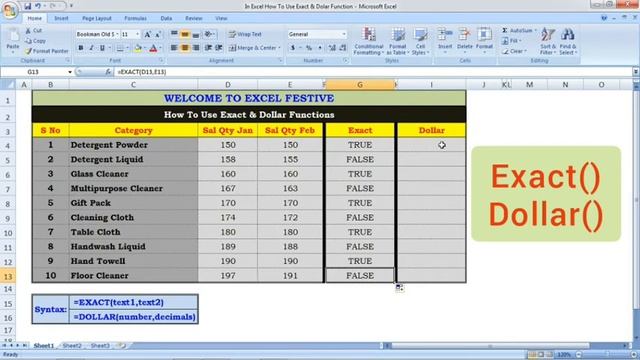 How to use EXACT  DOLLAR Function in excel  Tamil
