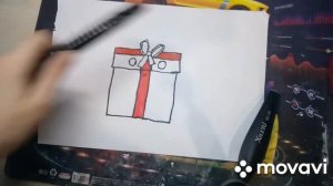 Как нарисовать подарок/Как нарисовать подарок маркерами.