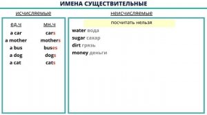 Имена существительные в английском языке.