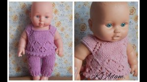 Одежда для кукол спицами. Костюм "Розовая нежность". Часть первая.