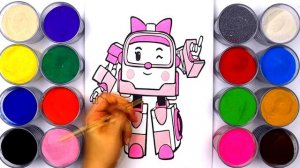 Робокар Поли ЭМБЕР , рисование песком, раскраска для детей/ BabyBox art