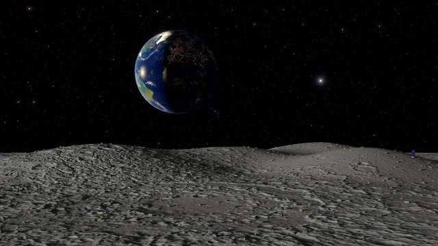 Вечное движение. Вид с Луны на Землю при движении Луны вокруг Земли. Компьютерная анимация. смотреть онлайн