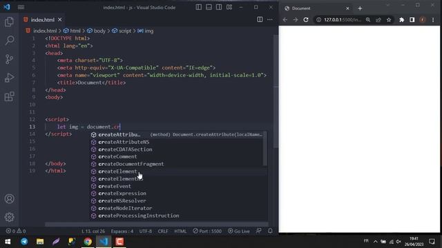 Create element html with javascript | انشاء عنصر بستعمال جافا سكريبت
