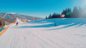 Катание на горных лыжах Буковель 2017 Черная трасса 11Б