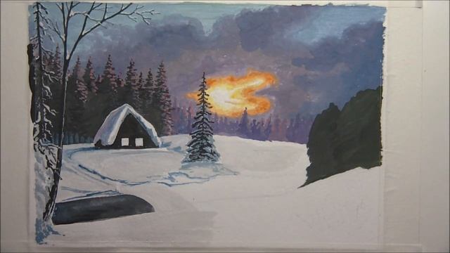 #art #artist Простой зимний пейзаж (рисуем гуашь) Домик у реки (2021) смотреть онлайн
