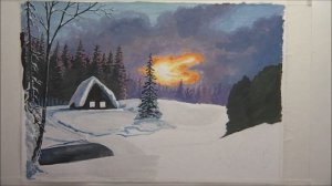 #art #artist Простой зимний пейзаж (рисуем гуашь) Домик у реки (2021)