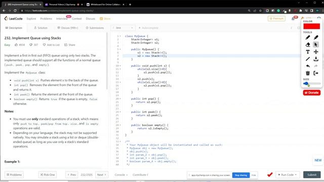 #232 implement-queue-using-stacks DSA | Data Structure and Algorithm | Code With Me | JAVA | C++ смотреть онлайн