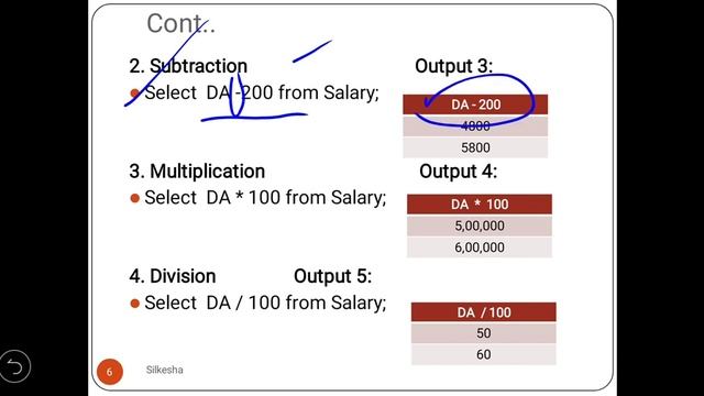 Introduction to structured query language SQL- Operator Arithmetic/Comparison lec- 22