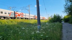 Электровоз ЭП1М-577, с поездом 531/532 Киров - Анапа. Преследование нейтральной вставки. 06.2022 г.