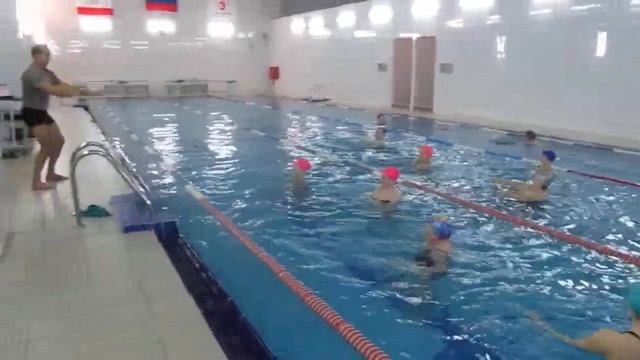 Силовая гимнастика в воде с гимнастической палкой.