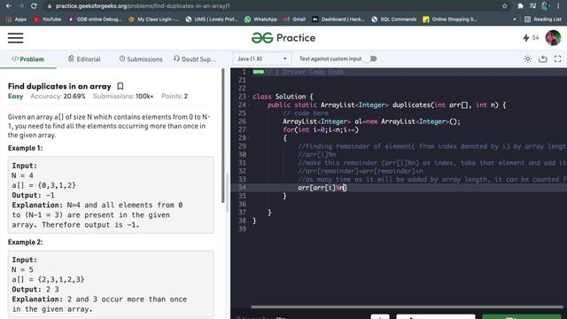 Find Duplicates in an Array | GeeksForGeeks | Java | Best case Complexity смотреть онлайн