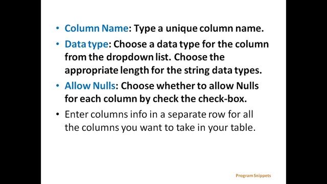 Create table In MS SQL Server