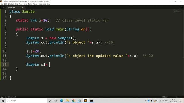 Static Variables in Java || Class Specific Variables in Java || Types of Variables in Java || Java