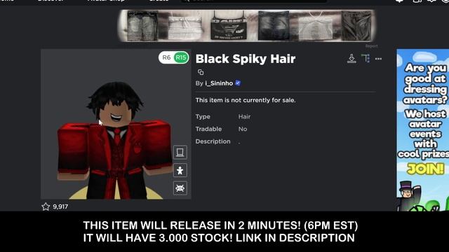 [HURRY] "Black Spiky Hair" OUT NOW!! (Roblox FREE UGC Limited!) смотреть онлайн