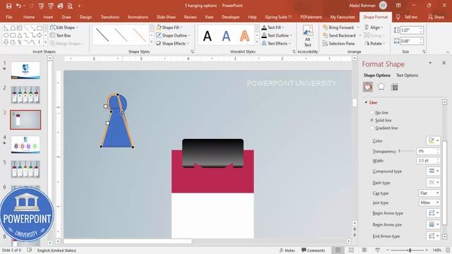 Create 4 Hanging Options Slide in PowerPoint. Tutorial No. 936