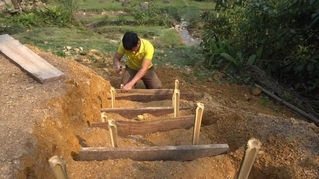 Amazing technique construction Build a road cement stairs to the house, Green forest life, farm lif