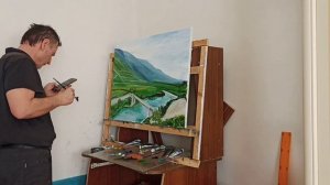 Живописное село Зрых, Дагестан (Лезгистан).                 #река#мост#горы#туман#даль#онлайнурок#