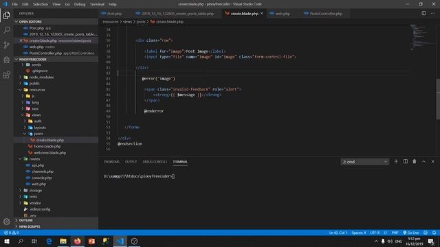 PHP Laravel 6.0 Part 3/5 ( Creating a Post & Uploading a Image ) [ TAGALOG ]