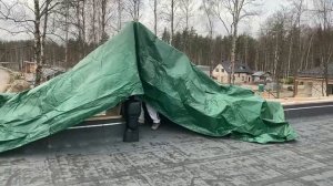 Как смонтировать строительный тент (пленку), под тепляк.