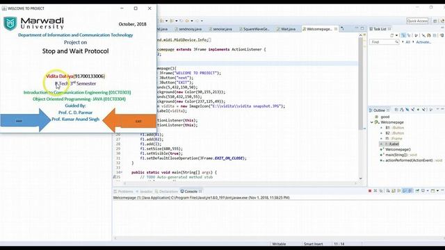 STOP AND WAIT PROTOCOL USING JAVA смотреть онлайн